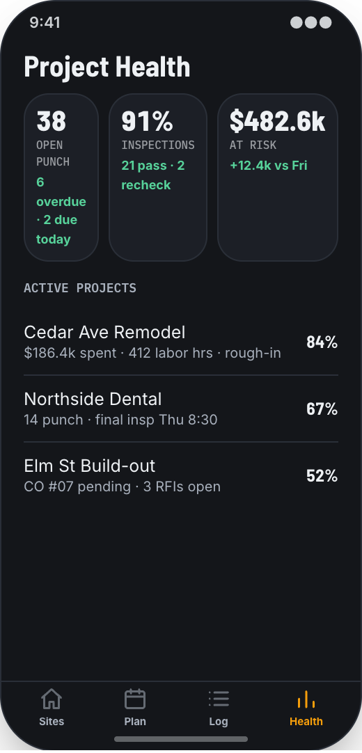 Construction Firm prototype screen showing Crew Routing