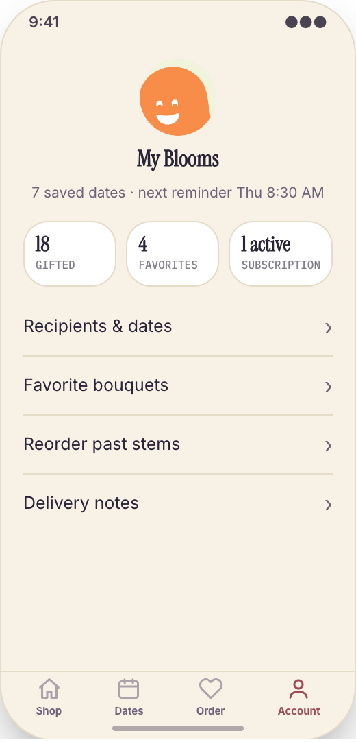 Florist & Flower Delivery prototype screen showing Build Your Delivery