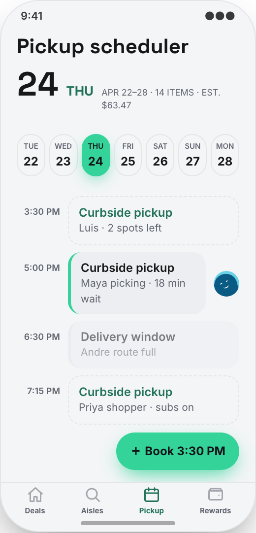 Grocery Store prototype showing Pantry reorders