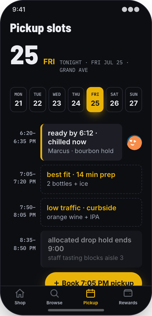 Liquor Store & Bottle Shop prototype showing Live stock notes