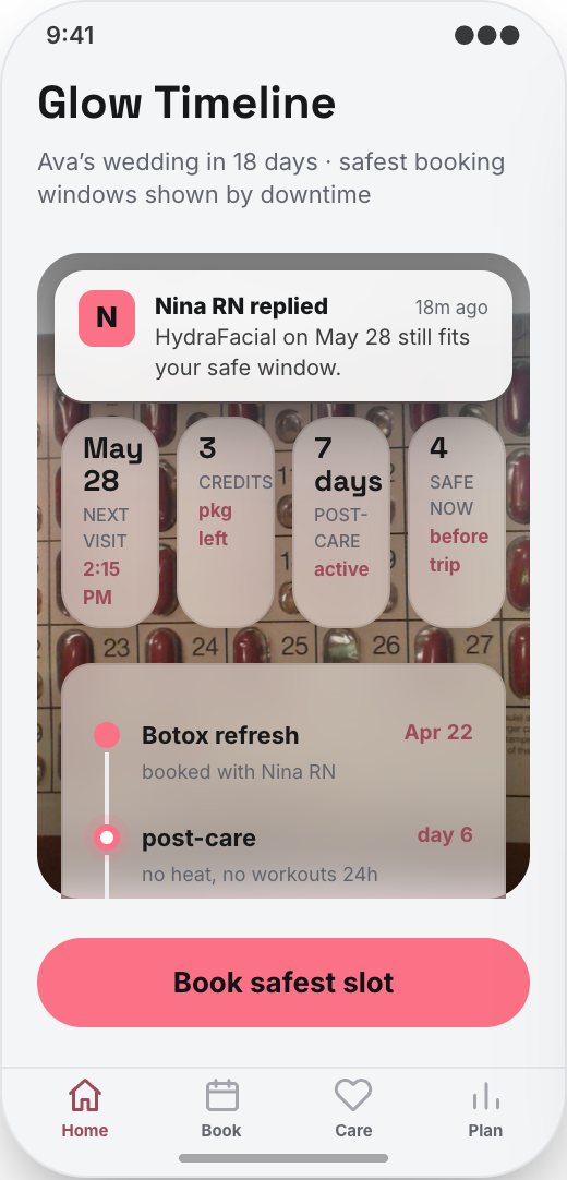 Medical Spa prototype showing Reserve Visit