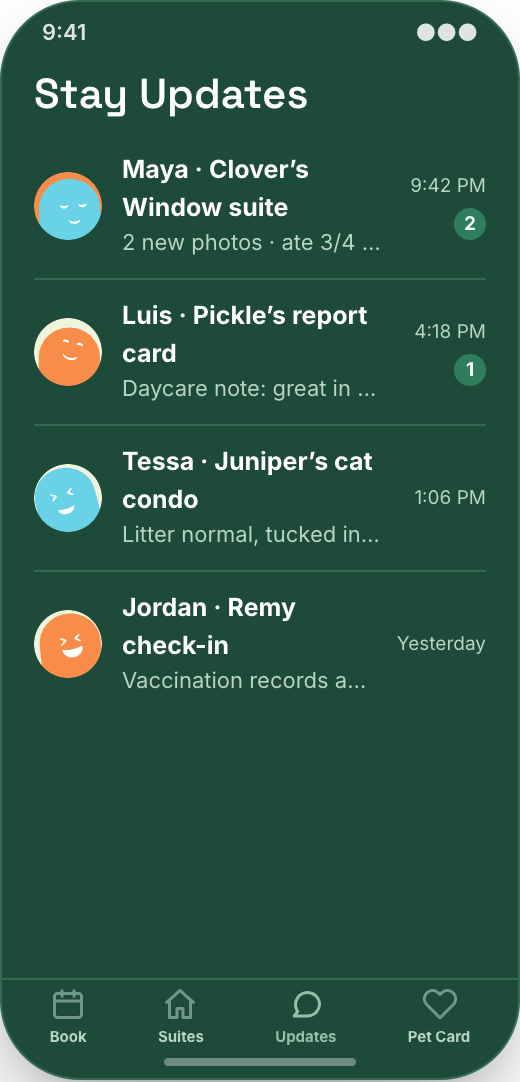 Pet Boarding & Kennel prototype showing Pet Profile