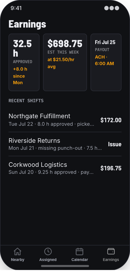 Staffing Agency prototype screen showing Recruiter inbox
