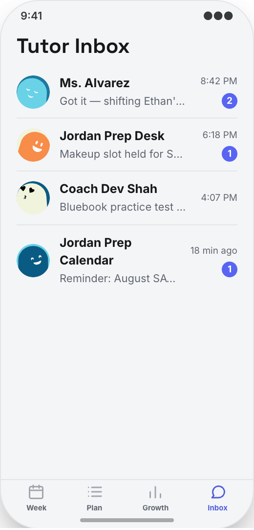 Tutoring Center prototype screen showing Readiness Snapshot